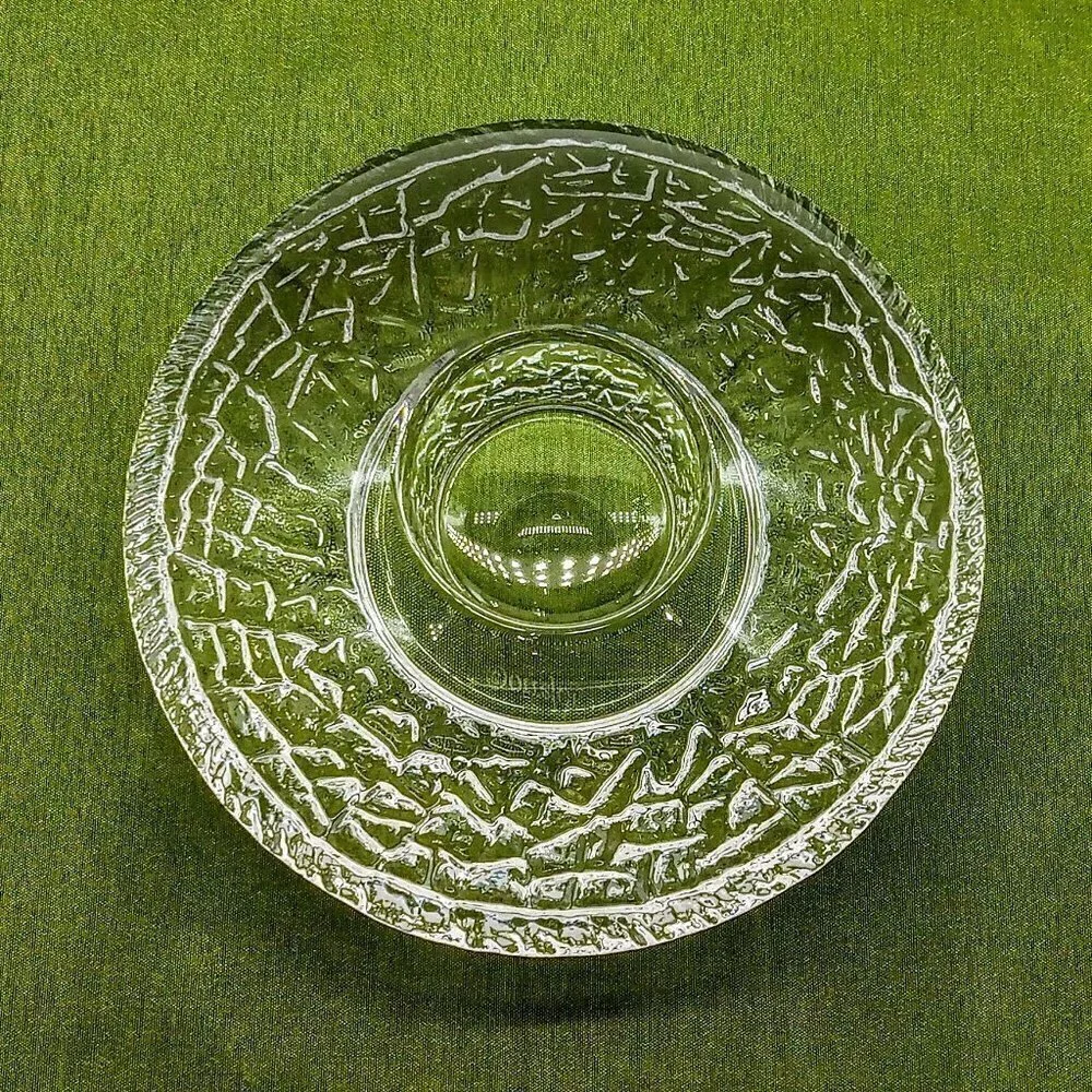 Signed Orrefors Discus Clear Crystal Candle Holder